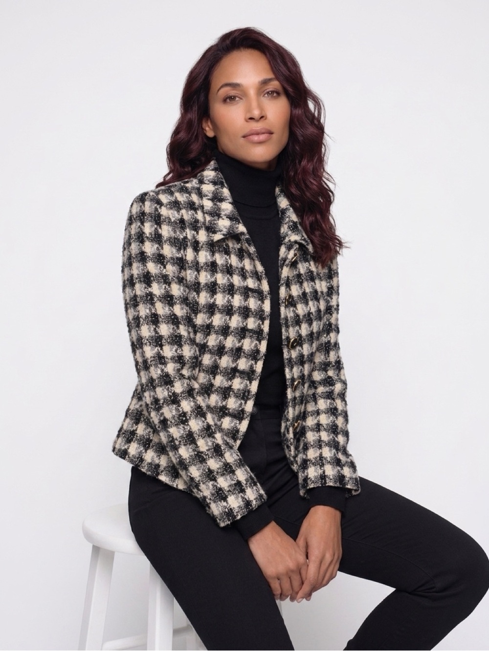 Amanda Smith Black & Cream Houndstooth Blazer